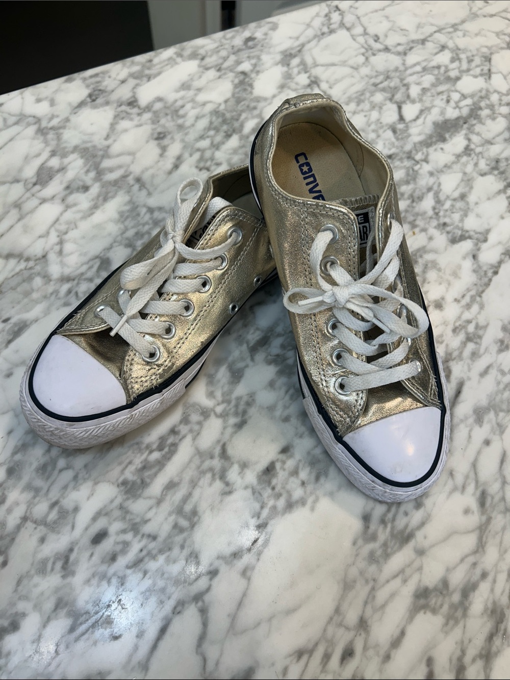 Converse Gold Low Top Sneakers with White Accents